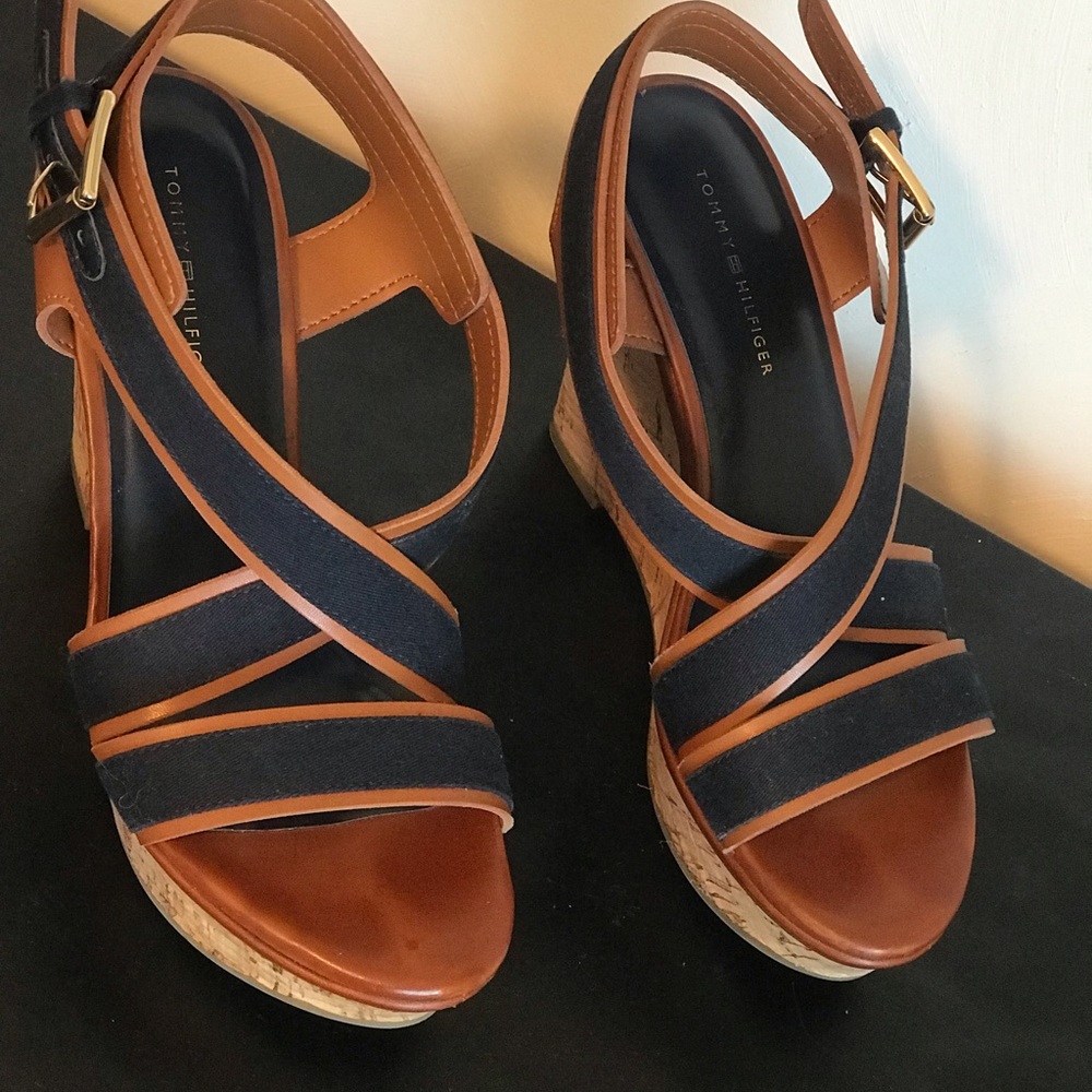 Navy/Tan Wedges